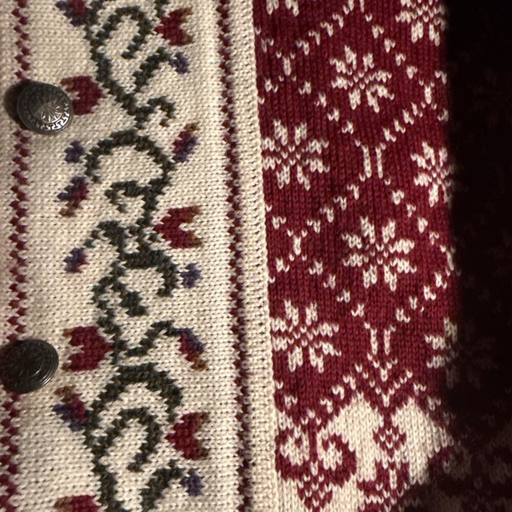 Cherry Lewis Wool Cardigan Sweater Women's Medium Knit Vintage Floral England - Picture 3 of 6